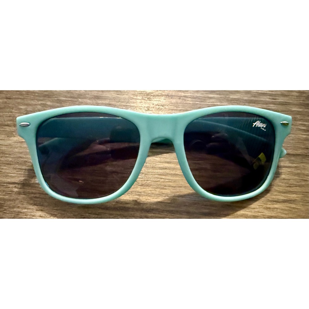 Alani Nu Sunglasses Teal Blue Excellent Logo Wayfarer Sporty Gym